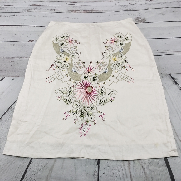 Liz Claiborne Dresses & Skirts - Liz Claiborne Skirt SZ 14 Linen Floral Embroidered